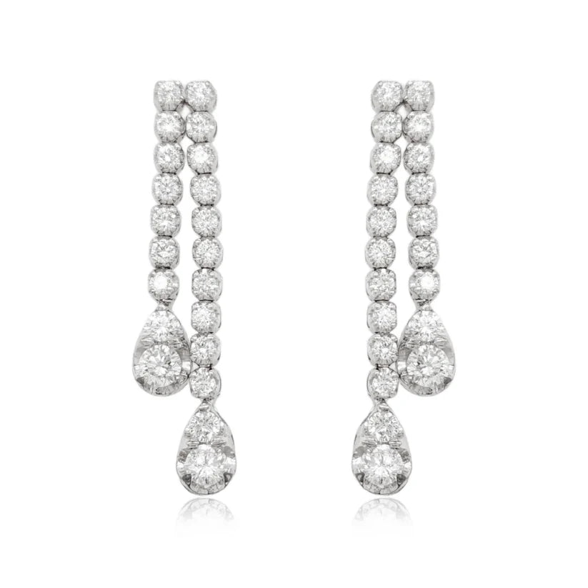 14K Double Strand Lab Grown Diamond Teardrop Earrings