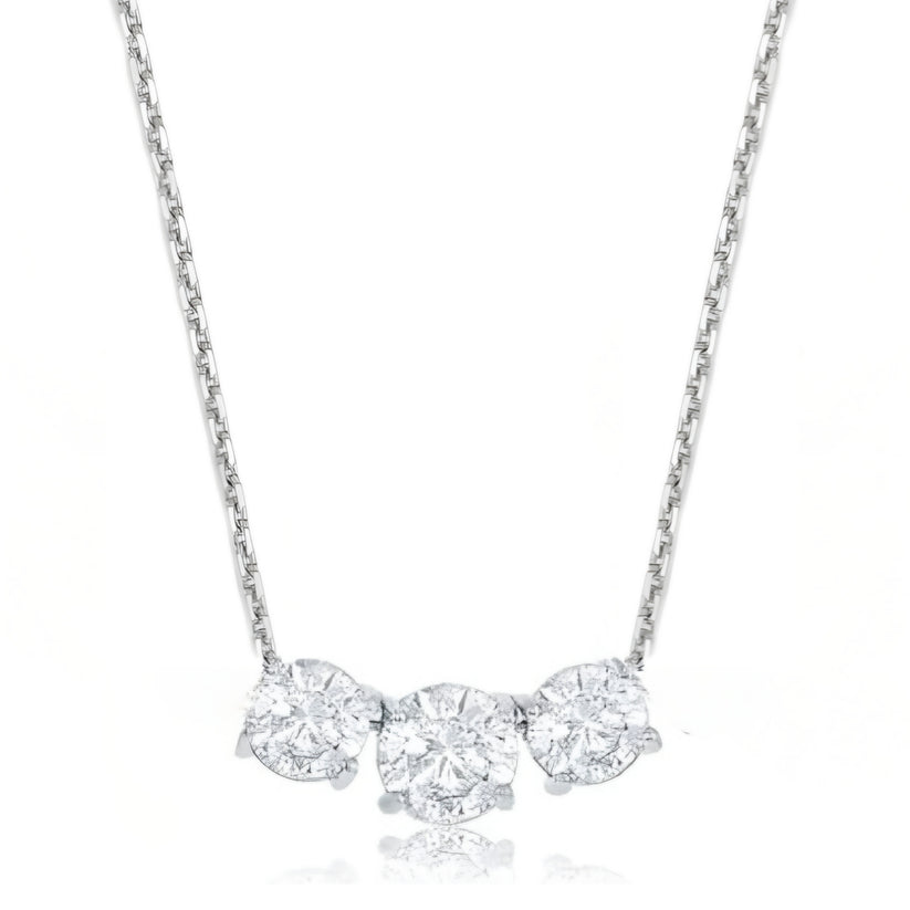 14k Lab Grown Diamond 3 Stone Necklace