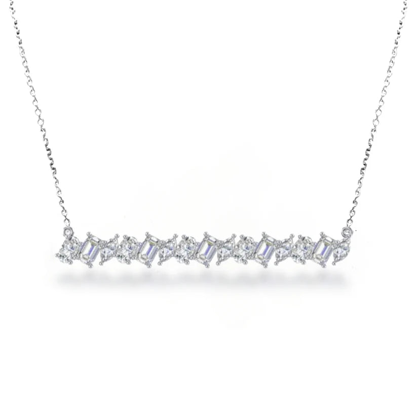 14k Lab Grown Diamond Shapes Bar Necklace