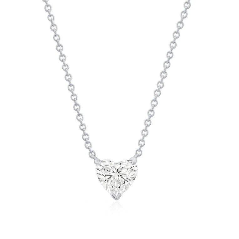 14k Lab Grown Diamond Heart Solitaire Necklace
