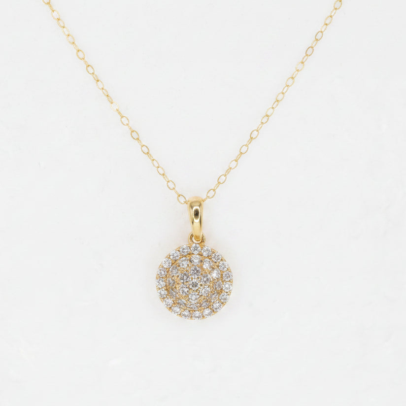 10k Yellow Gold Circle of Diamonds Necklace