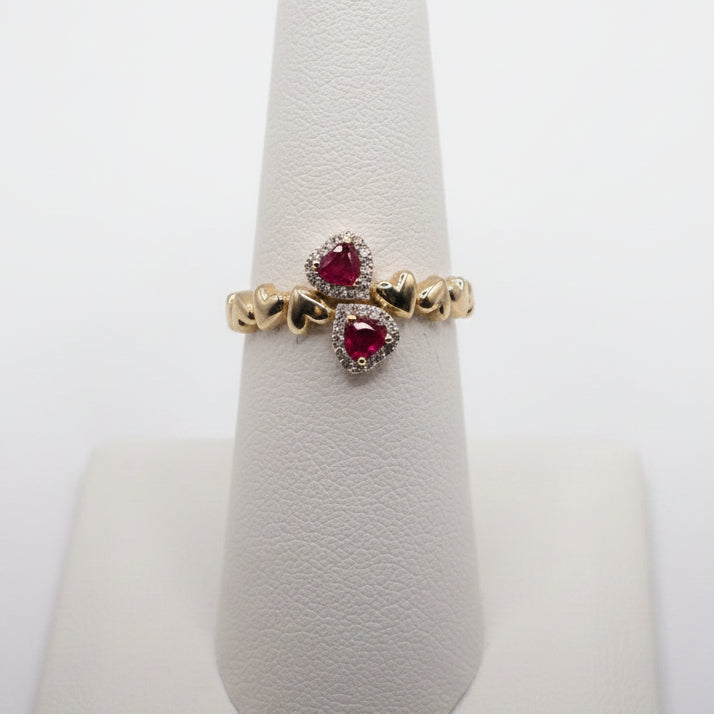 14k Gold Ruby Heart Ring