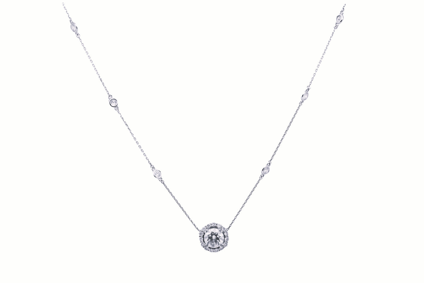 14k Lab Grown Diamond Halo Necklace