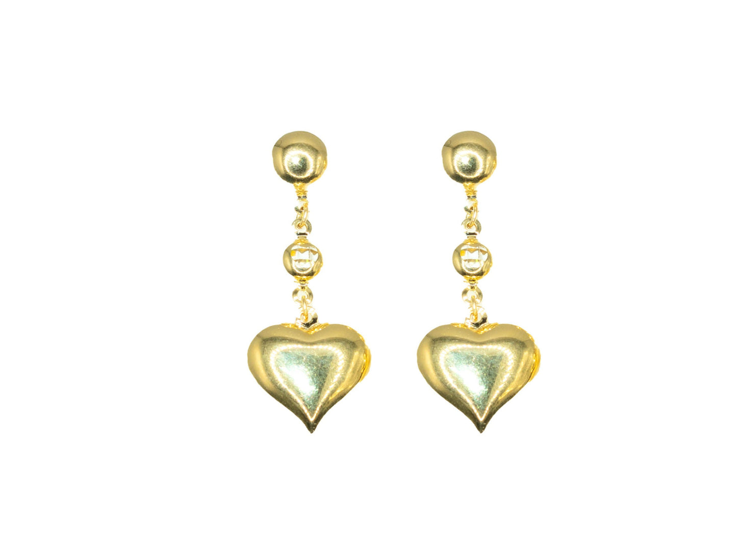 14K Gold Heart Drop Earrings