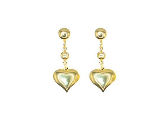 14K Gold Heart Drop Earrings