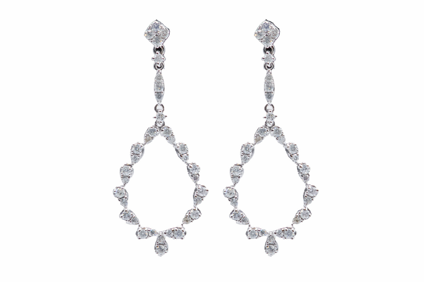 14k Hanging Teardrop Diamond Earrings