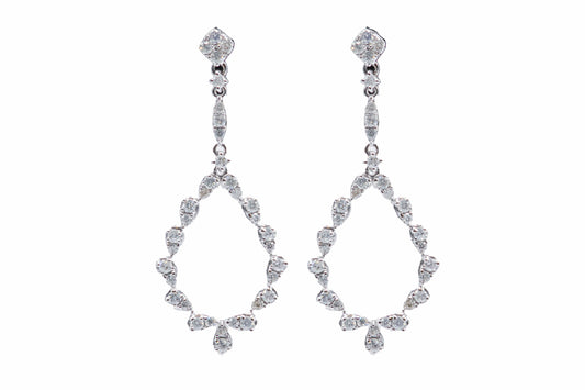 14k Hanging Teardrop Diamond Earrings