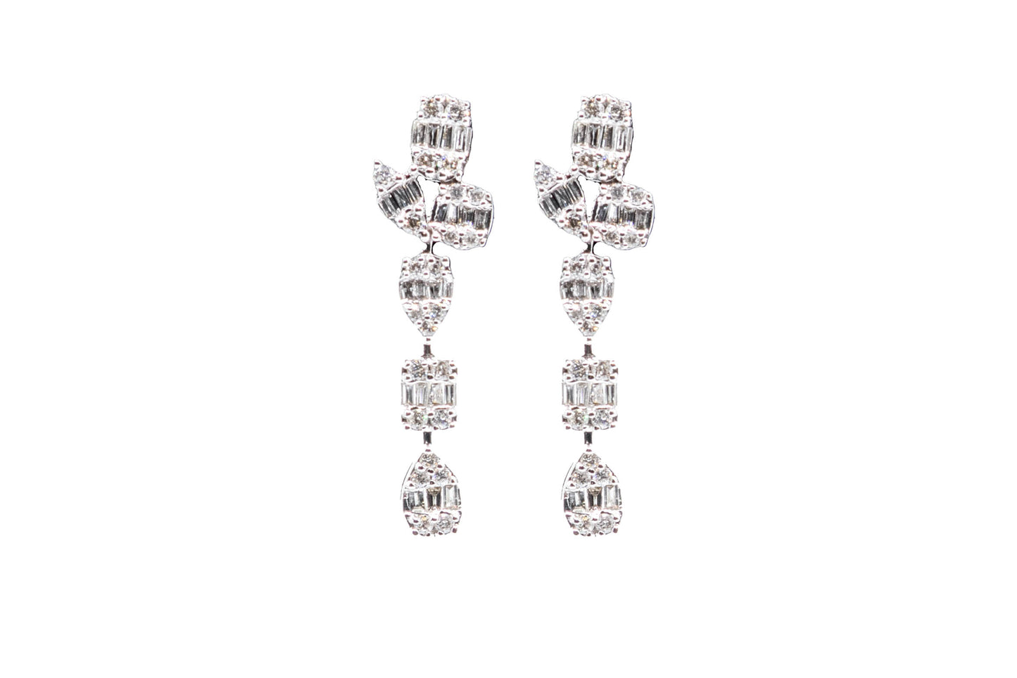 14k Hanging Diamond Shapes Earrings