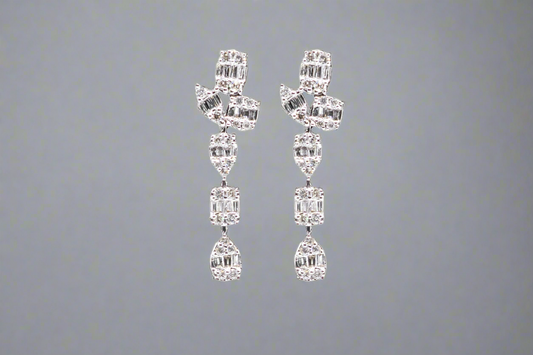 14k Hanging Diamond Shapes Earrings