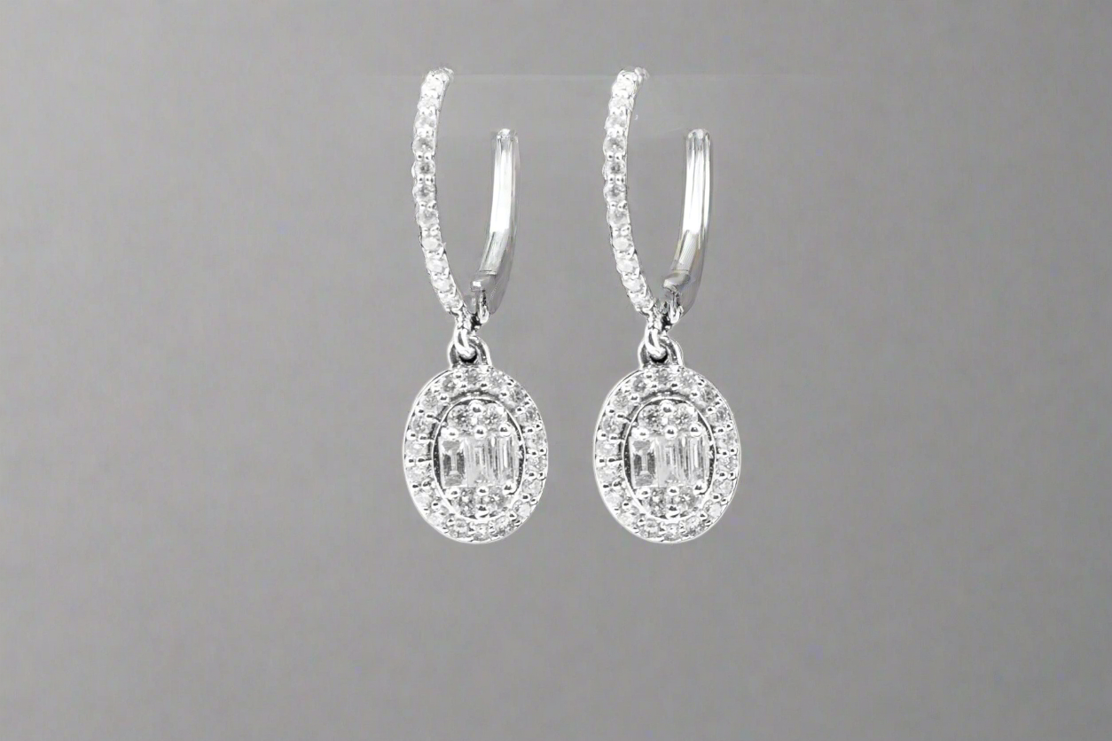 14k Gold Hanging Diamond Earrings