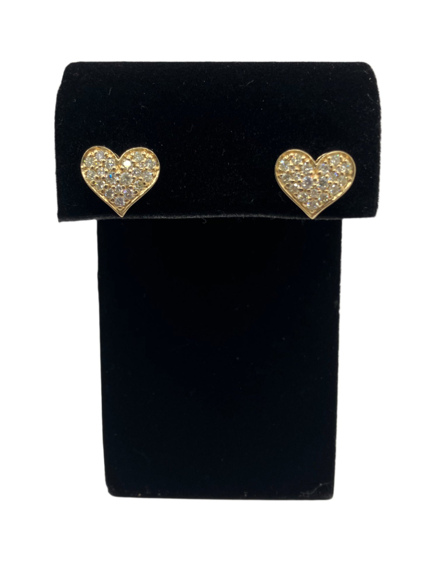 14k Gold Real Diamonds Heart Studs