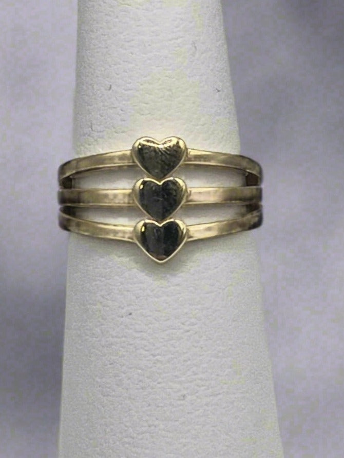 14k Gold Triple Heart Ring