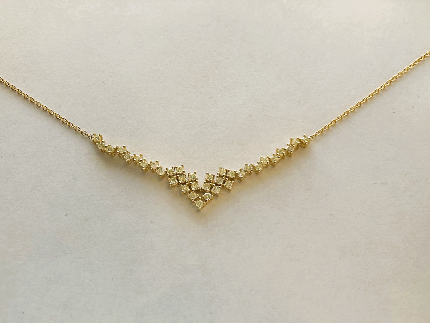 14k Gold Scattered Diamond Bar Necklace
