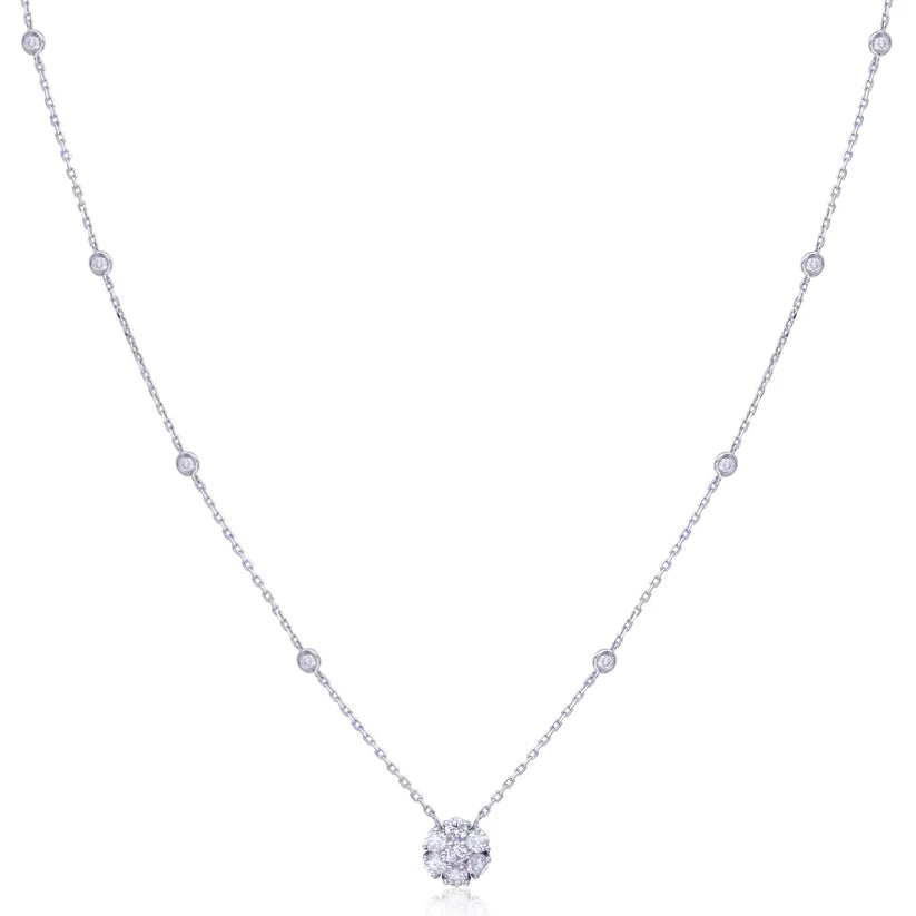 Lab Grown Diamond Flower Cluster Center With 8 Diamond By the Yard Stations