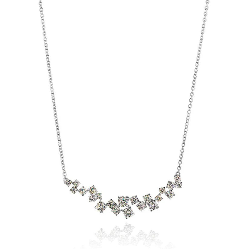 14k Lab Grown Diamond Scattered Bar Necklace