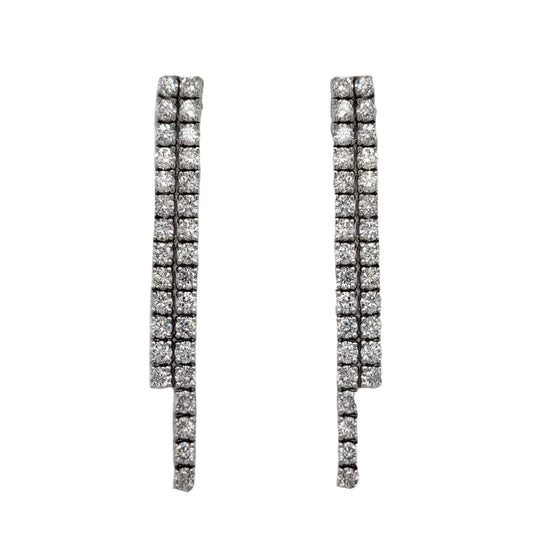 14K Double Strand Lab Grown Diamond Tennis Earrings