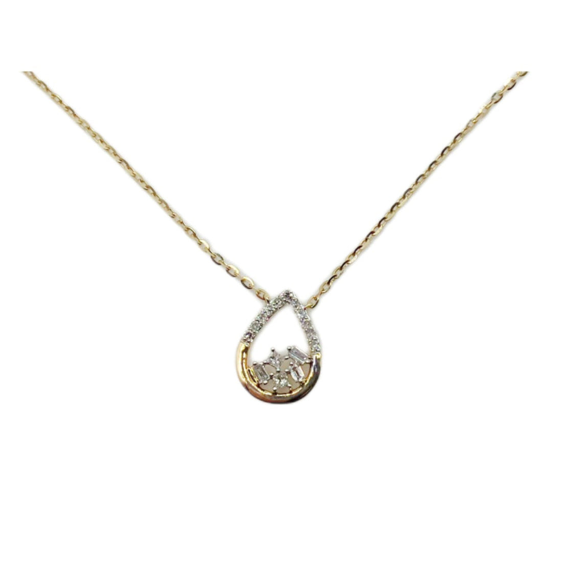 14k Gold and Diamond Teardrop Necklace