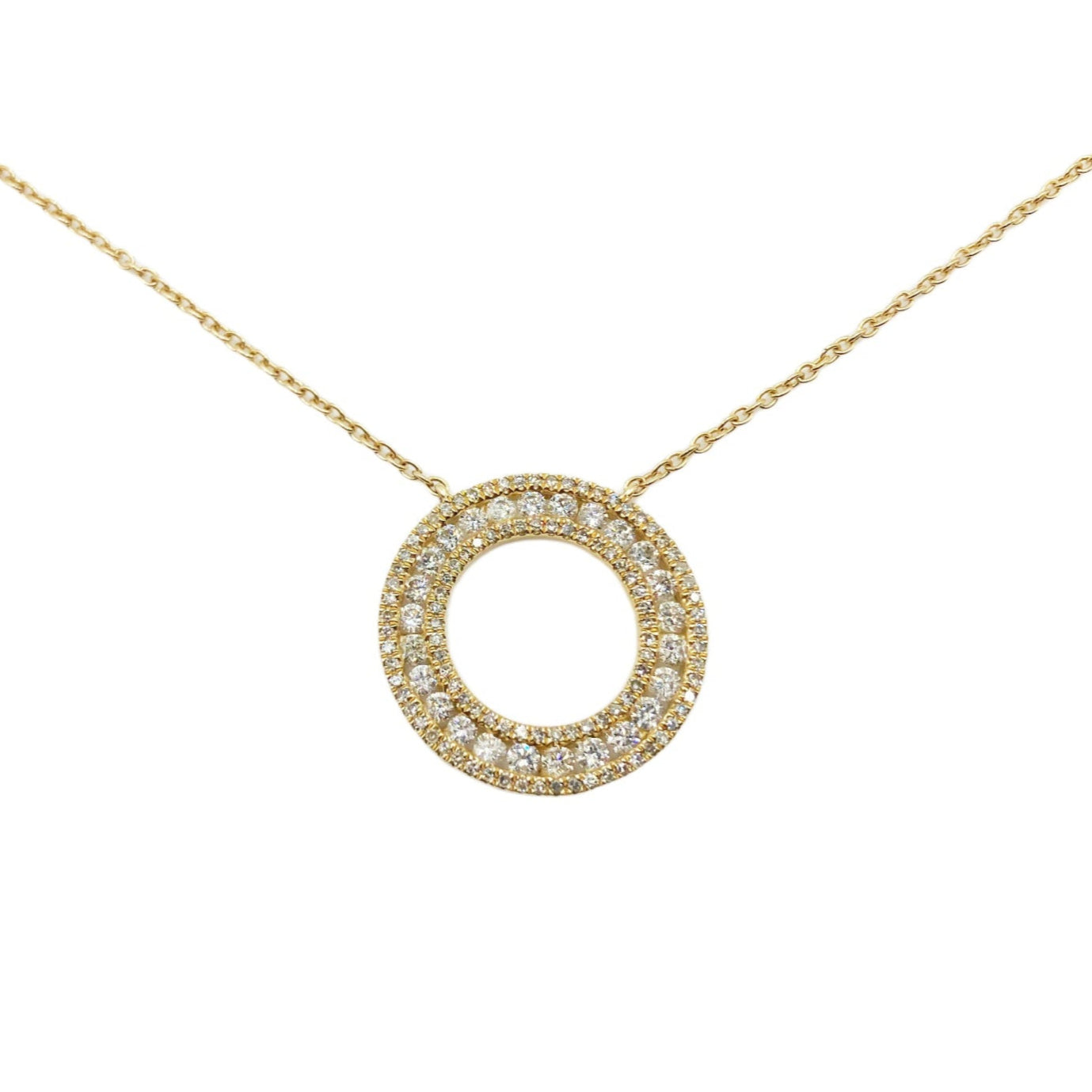 14k Gold Circle of Diamonds Necklace