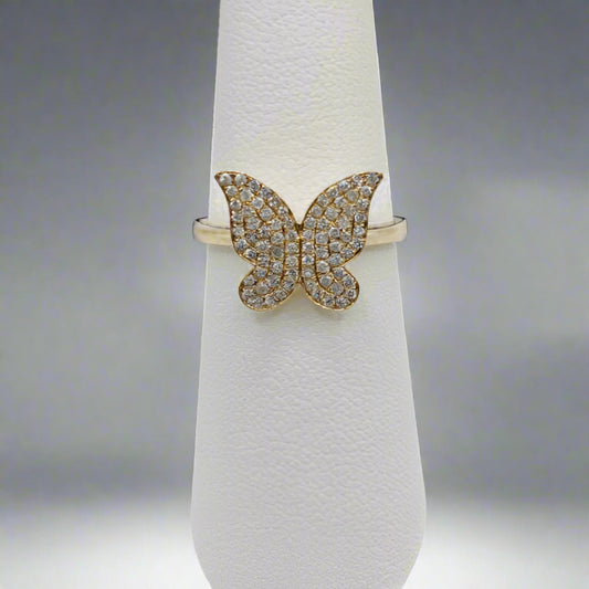 14k Gold Diamond Butterfly Ring