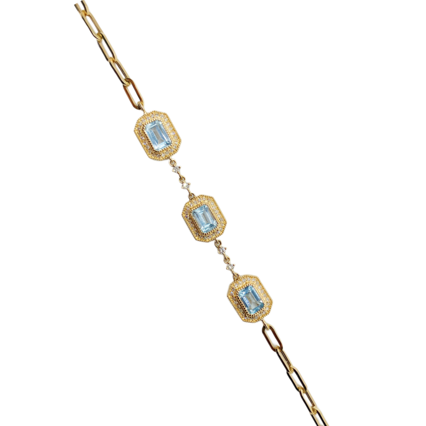 14k Gold 3 Stone Bracelet
