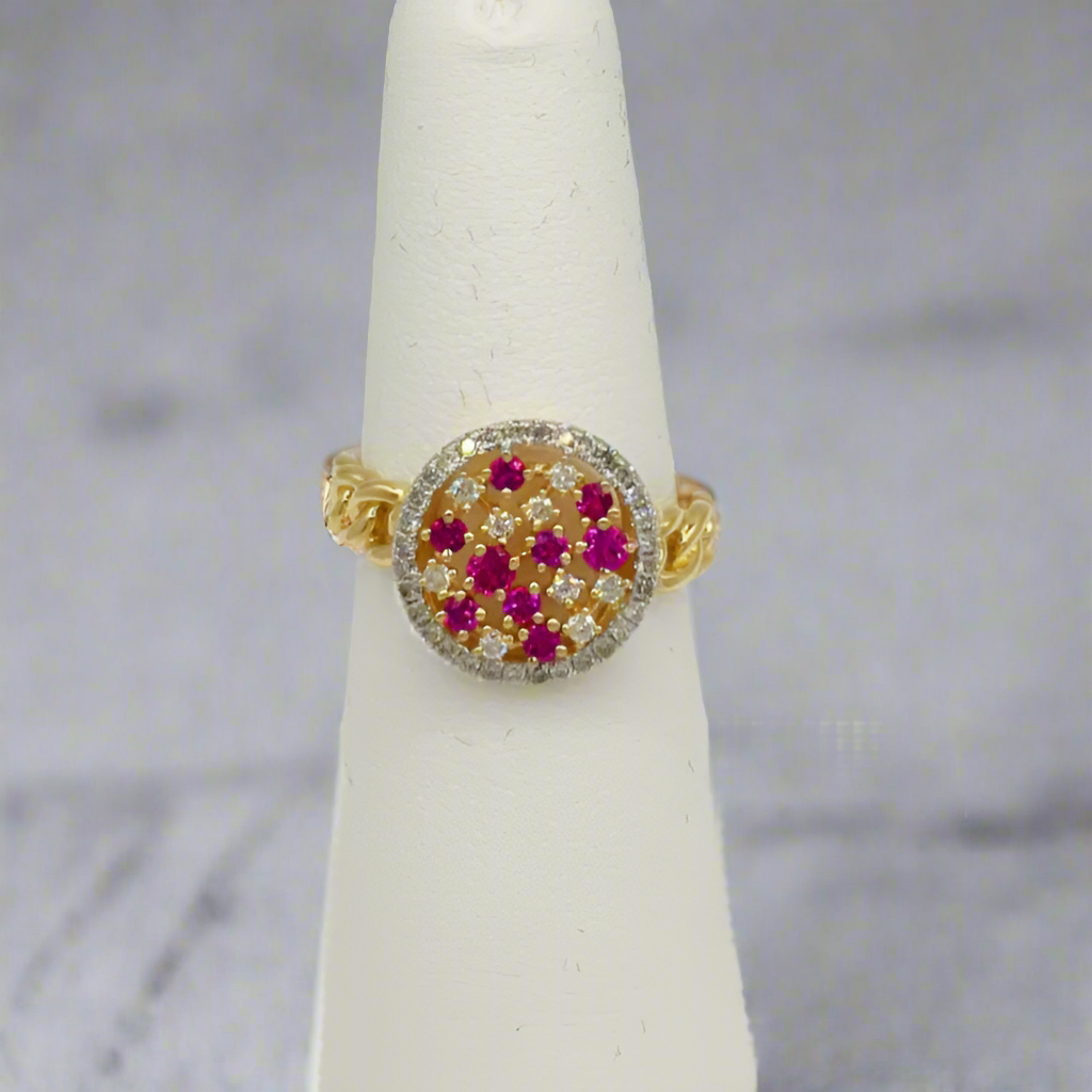 14k Ruby and Diamond Cirlce Ring
