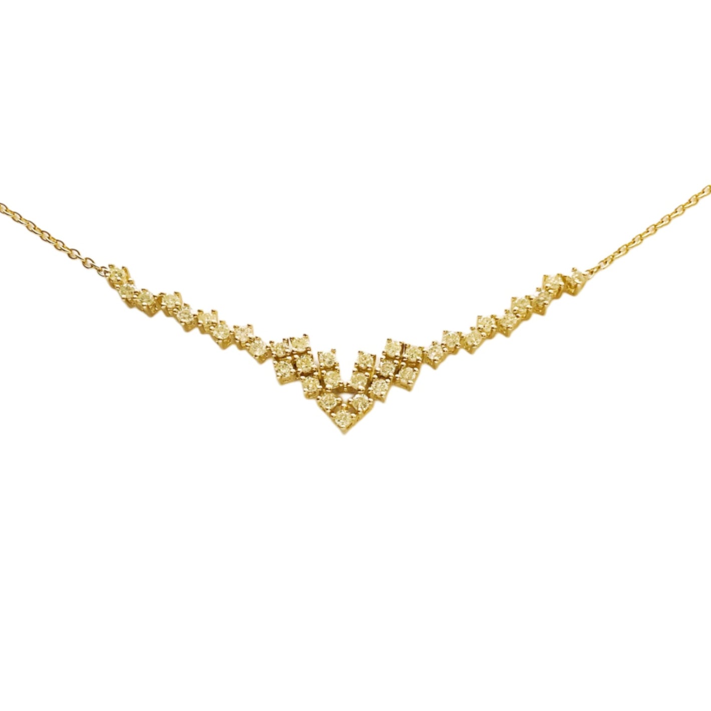 14k Gold Scattered Diamond Bar Necklace