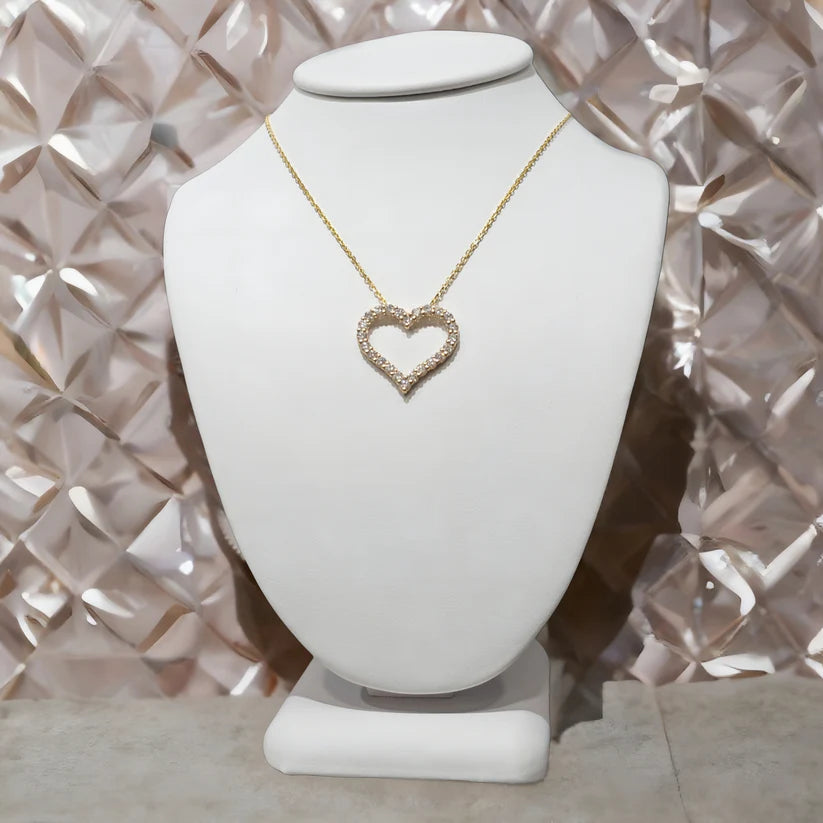 14k Lab Grown Diamond Open Heart Necklace