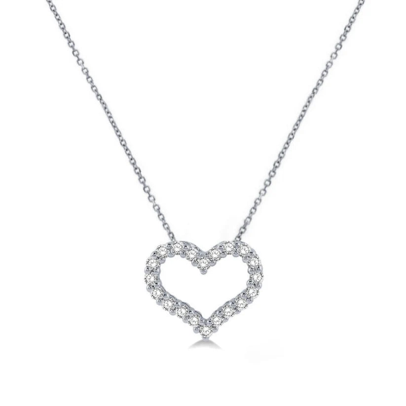 14k Lab Grown Diamond Open Heart Necklace