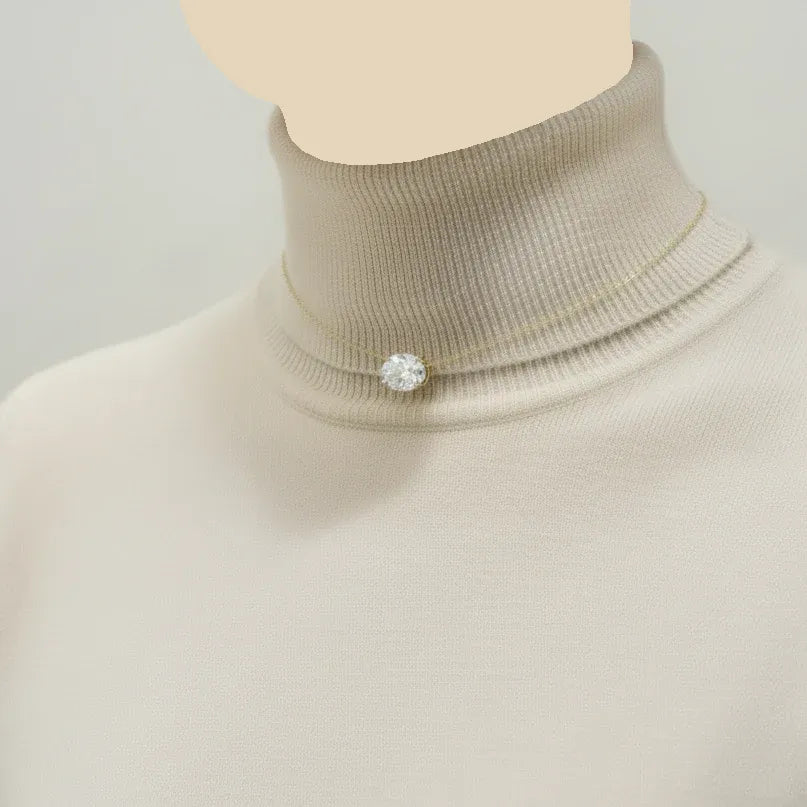 14k Lab Grown Diamond Oval Cut Necklace