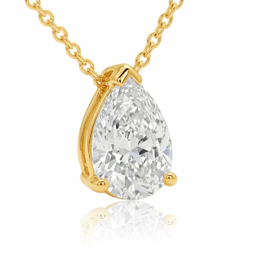 14k Lab Grown Diamond Pear Cut Necklace