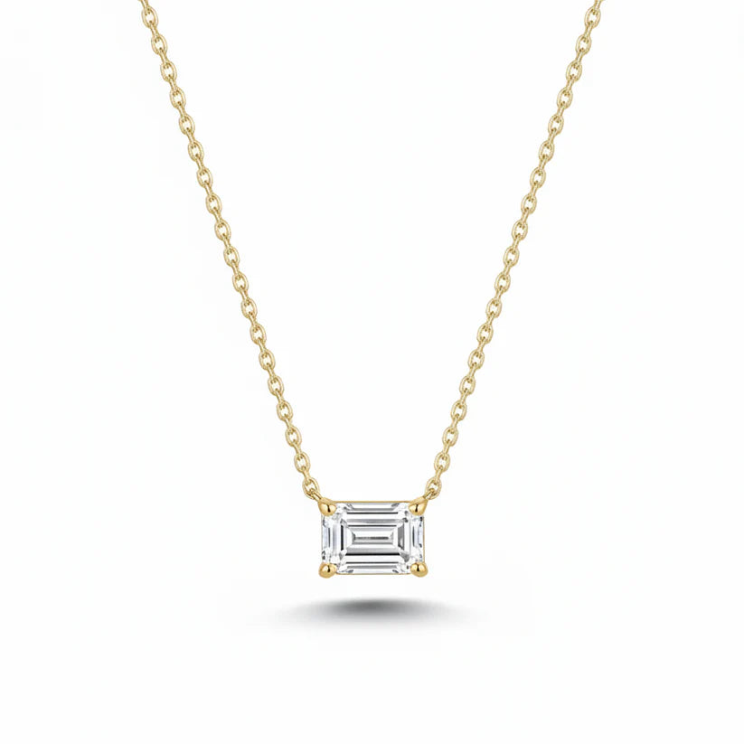 14k Lab Grown Diamond Emerald Cut Necklace