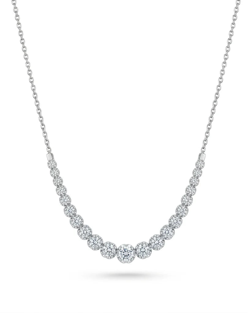 14k Lab Grown Diamond Graduated Buttercup Tennis Necklace