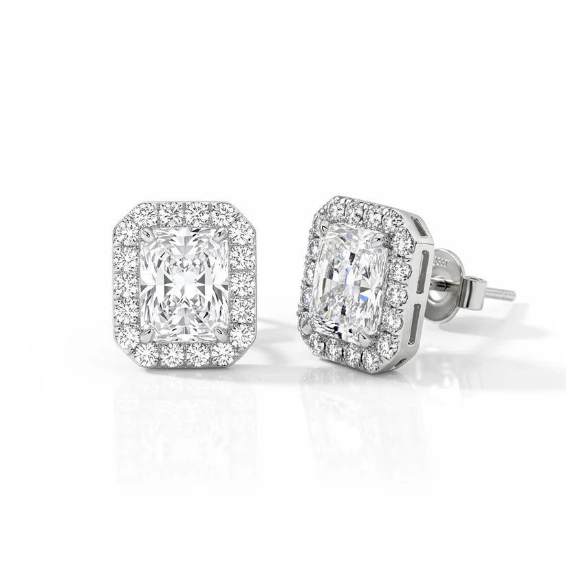 14k Lab Grown Diamond Halo Earrings