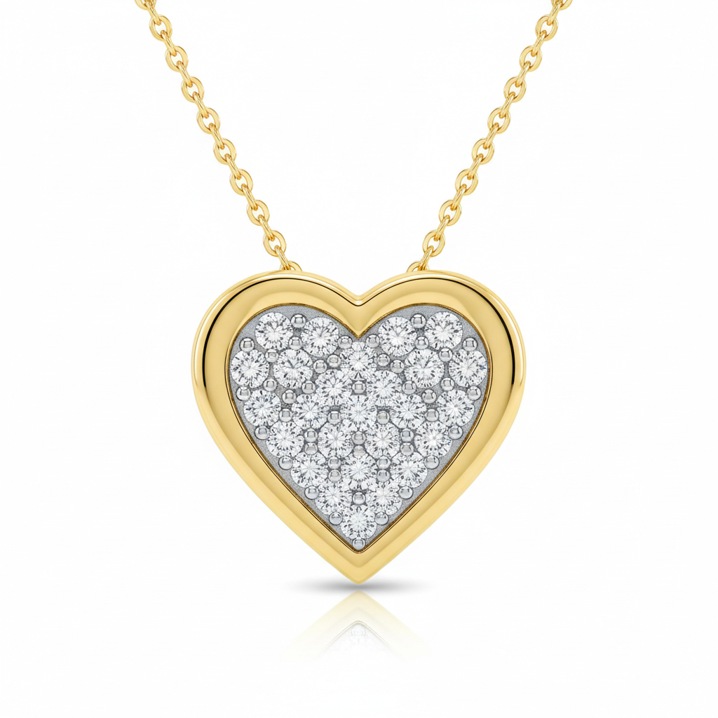 14k Gold Diamond Heart Necklace