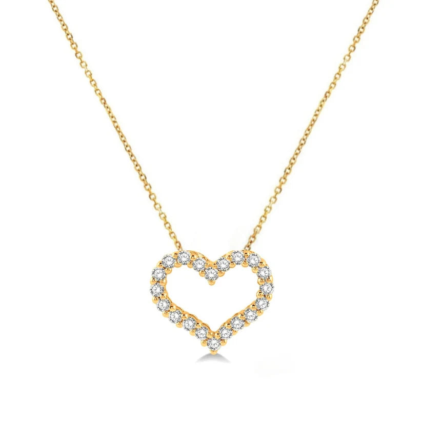 14k Lab Grown Diamond Open Heart Necklace