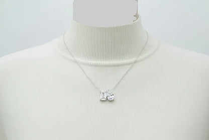 14k Lab Grown Diamond Emerald Cut and Pear Shaped Necklace