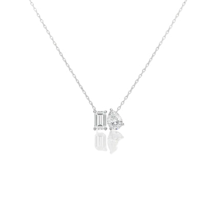 14k Lab Grown Diamond Emerald Cut and Pear Shaped Necklace
