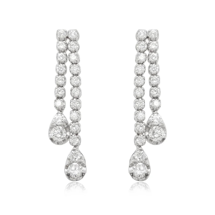 14K Double Strand Lab Grown Diamond Teardrop Earrings