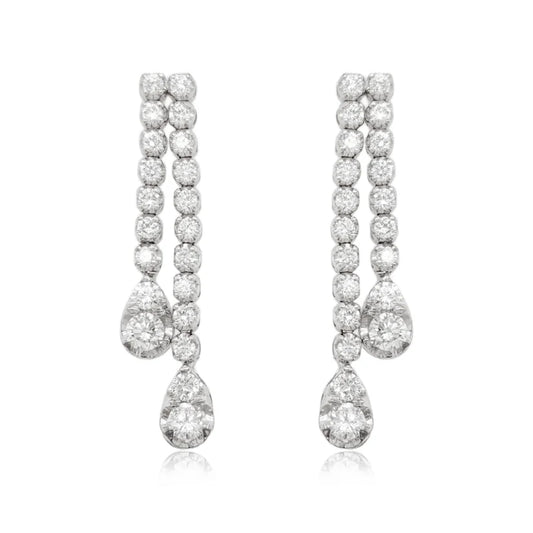 14K Double Strand Lab Grown Diamond Teardrop Earrings