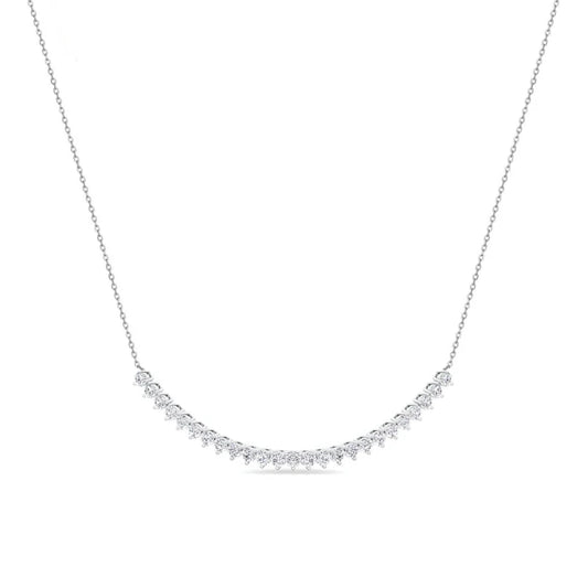 14K 25 Stone Lab Grown Diamond Tennis Bar Necklace