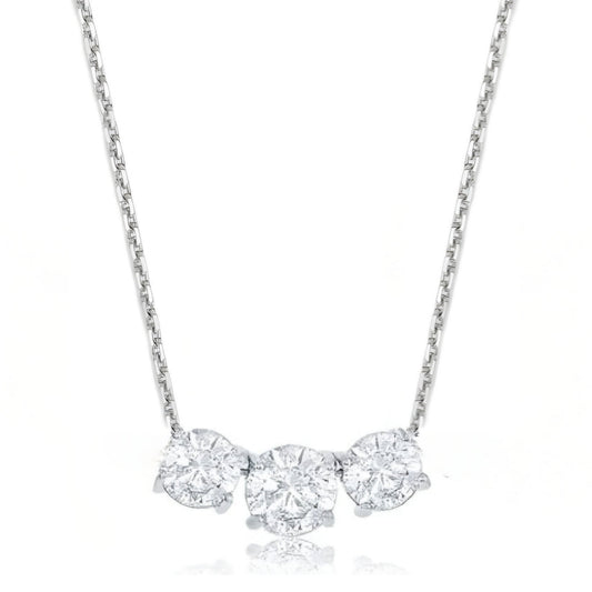 14k Lab Grown Diamond 3 Stone Necklace