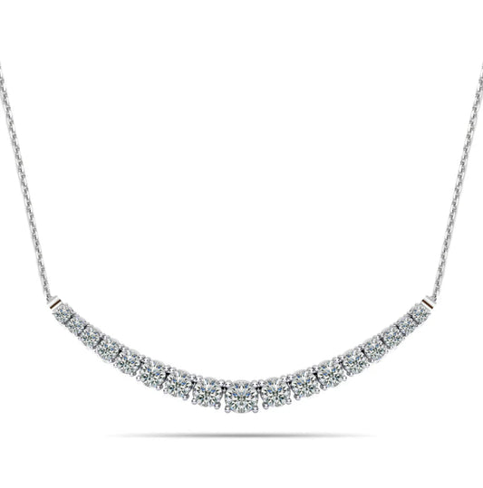 14K 17 Stone Lab Grown Diamond Graduated Tennis Bar Necklace