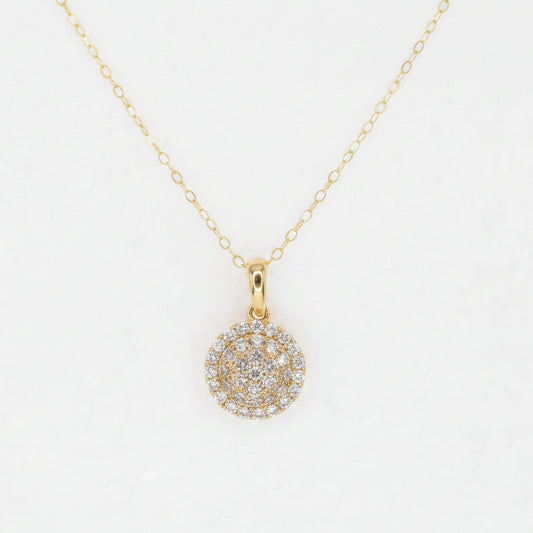 10k Yellow Gold Circle of Diamonds Necklace