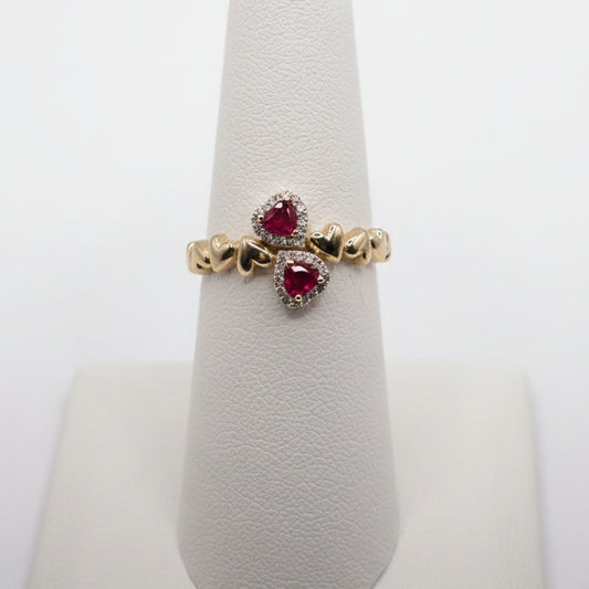 14k Gold Ruby Heart Ring