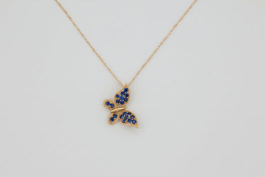 10k Gold Butterfly Necklace with Sapphires