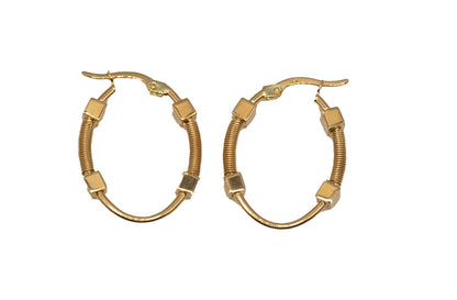 14k Gold Squares on Hoop Earrings