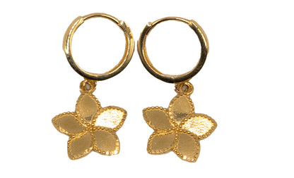 14k Gold Flower Hoop Earrings