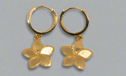 14k Gold Flower Hoop Earrings