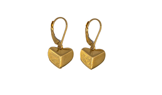 14k Gold Shiny Geometric Heart Shaped Earrings