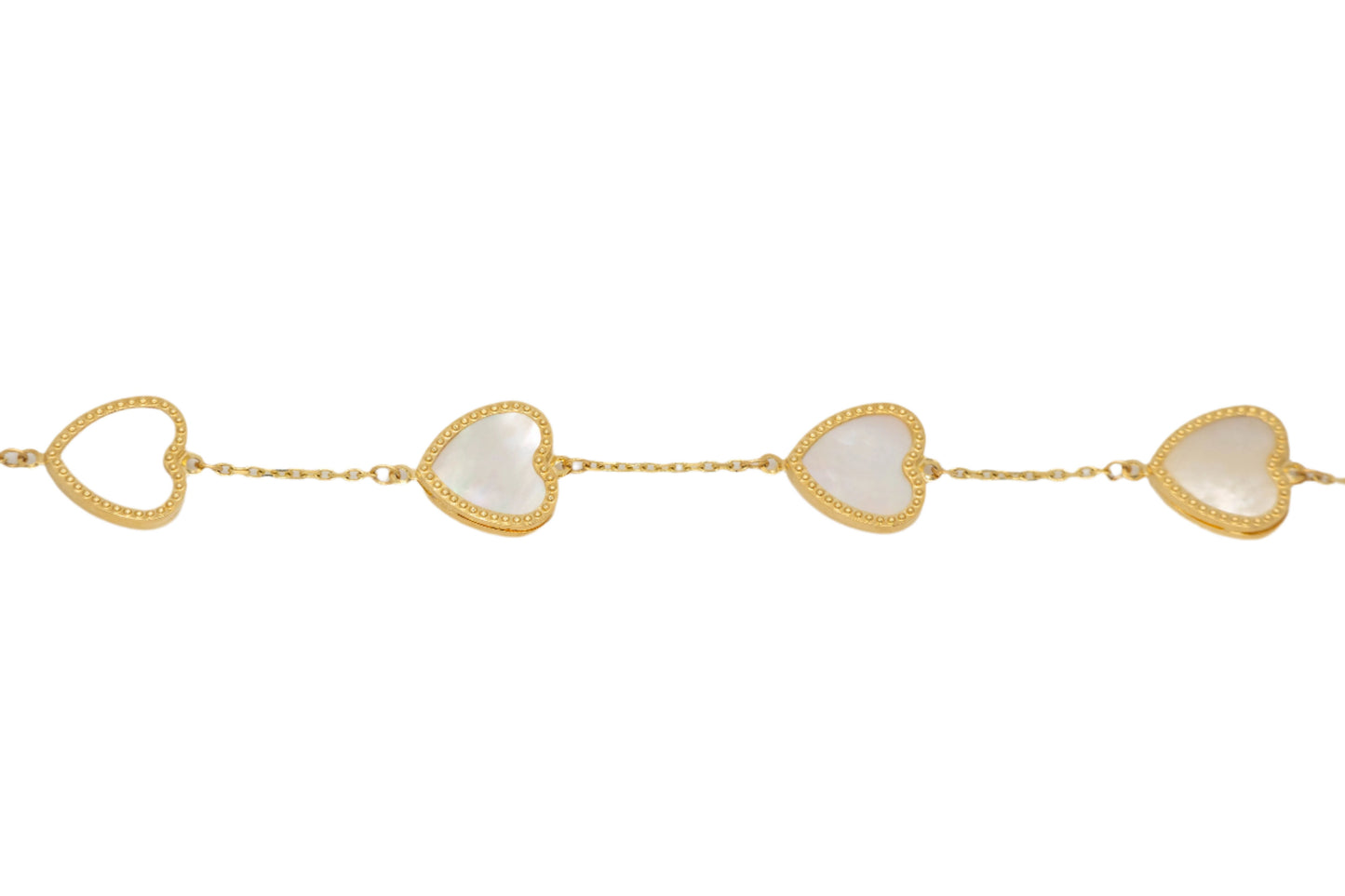 14k Gold Mother of Pearl Heart Bracelet